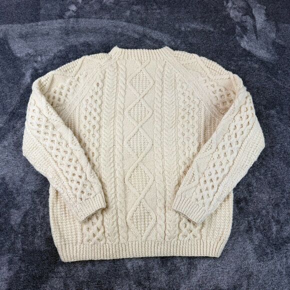 Vtg Blarney Woollen Mills Chunky Cable Knit Sweater Wool Fisherman Ireland M/L* - Picture 8 of 10
